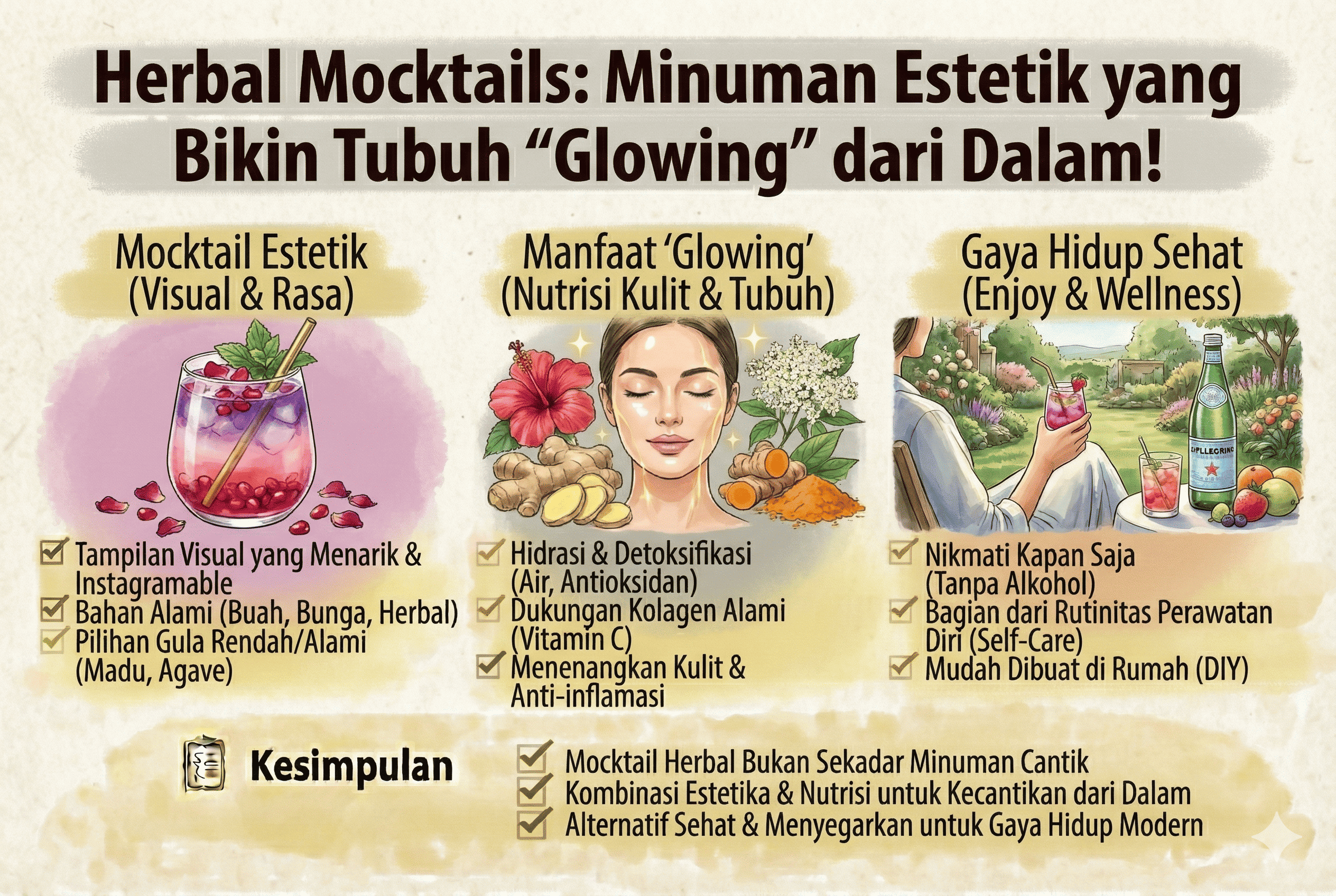 Herbal Mocktails: Minuman Estetik yang Bikin Tubuh "Glowing" dari Dalam!